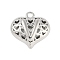 Hollow Brass Pendants for Valentine's Day, Cadmium Free & Nickel Free & Lead Free, Heart with Letter, Real Platinum Plated, Letter V, 25x26x13mm, Hole: 2.5mm