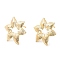 Brass Stud Earring Hooks, with Vertical Loops, Cadmium Free & Nickel Free & Lead Free, Hollow Flower, Real 18K Gold Plated, 17x16mm, Hole: 1.4mm