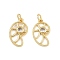 Brass Micro Pave Cubic Zirconia Pendants, with Jump Ring, Rack Plating, Long-Lasting Plated, Lead Free & Cadmium Free, Real 18K Gold Plated, Conch Shape, 17x10.5x2mm, Hole: 3mm