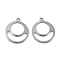Tarnish Resistant 201 Stainless Steel Pendants, Round Ring, Stainless Steel Color, 18.5x16x1.2mm, Hole: 1.4mm