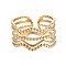 304 Stainless Steel Wave Open Cuff Ring, Chunky Hollow Ring for Women, Golden, US Size 6 3/4(17.1mm)