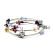 Three Loops Natural Gemstone Beaded Wrap Bracelets, with Brass Tube Beads and Tibetan Style Om Symbol Pendants, 55mm