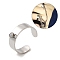Non-Tarnish 304 Stainless Steel Open Cuff Ring Components, Loop Ring Base, Stainless Steel Color, Wide: 6mm, Hole: 2.5mm, US Size 8 1/2(18.5mm)
