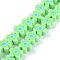 Handmade Flower Printed Polymer Clay Beads Strands, Flower, Medium Spring Green, 9.6x4mm, Hole: 1.4mm, about 38pcs/Strand, 12.99''(33cm)