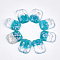 Two Tone Resin Cabochons, with Shell Chip, Faceted, Rectangle Octagon, Dark Cyan & Clear, 18x13x3.5~4mm