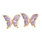 304 Stainless Steel Enamel Pendants, Butterfly Charm, Real 18K Gold Plated, Ion Plating(IP), Medium Purple, 33x24x3mm, Hole: 1.5mm