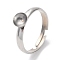 Tarnish Resistant Adjustable 304 Stainless Steel Finger Ring, Ring Settings with 201 Stainless Steel Tray for Rhinestone, Stainless Steel Color, Inner Diameter: 17mm, Tray: 5.5mm