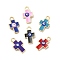 Alloy Enamel Evil Eye Pendants, Golden Tone Cross Charms, Mixed Color, 15.5x9x3mm, Hole: 1.8mm