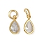 Brass Micro Pave Cubic Zirconia Pendants, Teardrop Charms, with Jump Ring, Long-Lasting Plated, Cadmium Free & Lead Free, Rack Plating, Real 18K Gold Plated, 10x6x3mm, Hole: 3mm