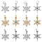 12Pcs 6 Style Rack Plating Brass Micro Pave Cubic Zirconia Pendants, Cadmium Free & Lead Free, with Jump Ring, Star & Snowflake Charm, Mixed Color, 15x10.5~11.5x3~4mm, Hole: 3.5mm, 2pcs/style