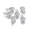 Alloy Charms, Long-Lasting Plated, teardrop, Platinum, 11x6.5x2.5mm, Hole: 1.6mm