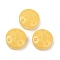 Transparent Glass Beads, Flat Round with Moon & Star, Baking Paint, Gold, 13x6mm, Hole: 1mm