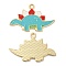 Christmas Alloy Enamel Pendants, Long-Lasting Plated, with Glitter Powder, Cadmium Free & Nickel Free & Lead Free, Platinum, Dinosaur, 21x33x1.5mm, Hole: 1.8mm