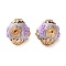 Handmade Polymer Clay Indonesia Beads, Oval with Flower, with Alloy Core & Resin , Light Gold, 14~16x16mm, Hole: 1mm