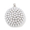 Rack Plating Brass & ABS Plastic Imitation Pearl Pendants, Cadmium Free & Lead Free, Long-Lasting Plated, Platinum, Half Round, 27x25x13.5mm, Hole: 6x3.5mm