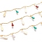 Handmade Brass Bar Link Chains, with Enamel Charms and Spool, Soldered, Long-Lasting Plated, Teardrop, Colorful, Real 18K Gold Plated, 18.5x1mm, about 32.8 Feet(10m)/roll