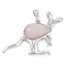 Natural Rose Quartz Pendants, with Platinum Tone Brass Findings, Kangaroo, 34x48x6.5~7mm, Hole: 5.5x7mm