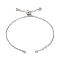 Rack Plating Brass Cable Chain Link Bracelet Making, with Cubic Zirconia, Slider Bracelets Making, Fit for Connector Charm, Platinum, 20x0.2cm, Hole: 2mm