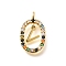 Brass Micro Pave Cubic Zirconia Pendants, Cadmium Free & Nickel Free & Lead Free, Real 18K Gold Plated, Oval with Letter Charms, Letter V, 18.5x11x3.5mm, Hole: 2x1.5mm