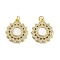 Brass Micro Pave Clear Cubic Zirconia Pendants, Cadmium Free & Lead Free, with Shell, Jump Rings, Real 18K Gold Plated, Round, 20.5x18x4mm, Hole: 3.5mm