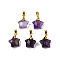 Natural Amethyst Charms, with Golden Plated Brass Findings, Faceted Star, Star: 12x12.5x5.5mm, Hole: 3.5x4mm