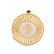 304 Stainless Steel Enamel Pendants, Flat Round Charms, Real 18K Gold Plated, Ion Plating(IP), White, 17x15x1.4mm, Hole: 1.2mm