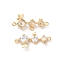 Brass Connector Charms with Clear Glass, Butterfly Links, Cadmium Free & Nickel Free & Lead Free, Real 18K Gold Plated, 10.5x24x6mm, Hole: 1.2mm