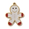 Christmas Theme 304 Stainless Steel Pendants, with Enamel, Real 14K Gold Plated, Gingerbread Man, 16x12x1mm, Hole: 1mm