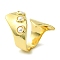 Brass with ABS Imitation Pearl Open Cuff Ring, Cadmium Free & Lead Free, Real 16K Gold Plated, US Size 7 1/4(17.5mm)