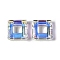 Transparent Electroplate Glass Pendant, AB Color Plated, Faceted, Square, Clear AB, 14x14x5mm, Hole: 6.8mm