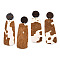 Eco-Friendly Cowhide Leather Big Pendants, with Dyed Wood and 304 Stainless Steel Jump Rings, Rectangle with Print, Peru, 75mm