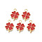 Rack Plating Alloy Enamel Pendants, Cadmium Free & Nickel Free & Lead Free, Clover, Light Gold, Dark Red, 19x13x1.5mm, Hole: 1.6mm