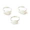 Natural Spiral Shell Finger Rings, Copper Wire Wrap Jewelry for Women, Silver, White, 1.5mm, Inner Diameter: 18mm, shell: 7.5~9x16~20.5mm