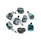 Natural Agate Dyed Nuggets Pendants, with Stainless Steel Snap On Bails, Stainless Steel Color, Deep Sky Blue, 15~35x10~20x5~15mm, Hole: 3x7.5mm