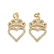 Brass Micro Pave Clear Cubic Zirconia Pendants, Heart, with Jump Ring, Real 16K Gold Plated, 26x15.5x3mm, Hole: 3.4mm