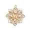 Brass Micro Pave Clear Cubic Zirconia European Dangle Charms Bails, Peg Bails, for Half Drilled Beads, Cadmium Free & Nickel Free & Lead Free, Flower Charm, Real 18K Gold Plated, 20x18x4mm, Hole: 1.2mm, Pin: 2mmx1mm