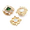 Brass Micro Pave Cubic Zirconia Magnetic Clasps, Cadmium Free & Nickel Free & Lead Free, with Glass, Rectangle, Green, 3-Strand, 6-Hole, Real 18K Gold Plated, 20.5x17.5x9mm, Hole: 1.1mm