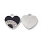 Alloy Crystal Rhinestone Pendants, with Enamel, Heart Charms, Platinum, 18x17x1.5mm, Hole: 3x2.5mm