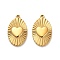 304 Stainless Steel Pendants, Oval with Heart Charm, Ion Plating(IP), Real 14K Gold Plated, 20.5x12x2mm, Hole: 1mm