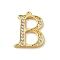 Rack Plating Brass Micro Pave Cubic Zirconia Pendant, Greek Alphabet, Real 18K Gold Plated, Letter B, 12x16x1.6mm, Hole: 1.1mm