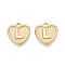 Alloy Pendants, Cadmium Free & Nickel Free & Lead Free, Heart with Letter, Real 18K Gold Plated, Letter.L, 16x15x2mm, Hole: 2mm