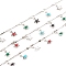 Brass Bar Link Chains, Soldered, with Enamel Star Charms & Spool, Long-Lasting Plated, Platinum, 12.5x2x1mm, Star: 8.5x6.5x2mm, about 32.8 Feet(10m)/roll
