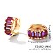 Cute Square Candy Brass Cubic Zirconia Hoop Earrings, Fashionable Versatile Accessories, Golden, Purple, 7x14mm