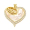 Mother's Day Brass Micro Pave Clear Cubic Zirconia Pendants, Cadmium Free & Lead Free, Real 16K Gold Plated, with Shell, Heart, 28.5x28x3mm, Hole: 4x3.5mm