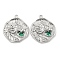 Brass Micro Pave Cubic Zirconia Pendants, Cadmium Free & Nickel Free & Lead Free, Flat Round with Dragon, Green, 23x20x2mm, Hole: 1.6mm