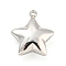 Non-Tarnish 304 Stainless Steel Charms, Star Charm, Stainless Steel Color, 11x10x4mm, Hole: 1mm