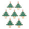 Alloy Enamel Pendants, Cadmium Free & Lead Free, Christmas Trees, Light Gold, Green, 33x26x2.5mm, Hole: 2mm