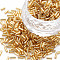 Plated Glass Bugle Beads, Metallic Colours, Goldenrod, 4~5x2mm, Hole: 1mm, about 14000pcs/Pound