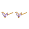 Golden 925 Sterling Silver Micro Pave Cubic Zirconia Stud Earrings, Leaf, Lilac, 5.5mm