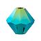 Preciosa® Crystal Beads, Czech Crystal, Bicone(451 69 302 Rondelle), 50730 20000 Emerald AB 2x, 4mm, Hole: 0.8mm